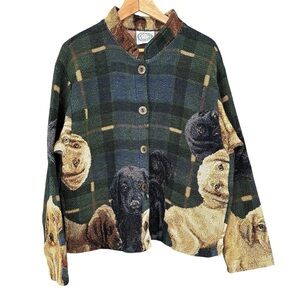 VTG Sugar Street Weavers Lab Puppy Tapestry Jacket Plaid English Countryside OS